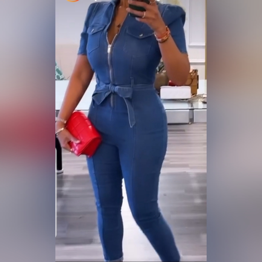 Like New Denim jumpsuit - Picture 2 of 7